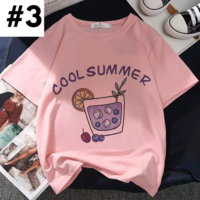 Cute Pastel Pink Strawberry Peach Juice Cartoon Print Loose Short Sleeve Shirt Aesthetic Casual E-Girl Kawaii Korean Japanese Harajuku - Thumbnail 3