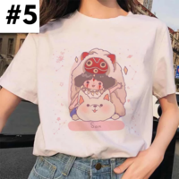 Cute Japanese Anime Cartoon Graphic Print Loose White Short Sleeve Shirt - Thumbnail 5