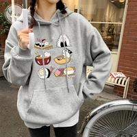 Cute Cat Sushi Cartoon Print Oversized Hoodie Fleece Sweatshirt Pullover Aesthetic Casual E-Girl Kawaii Korean Japanese Harajuku - Thumbnail 1