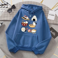 Cute Cat Sushi Cartoon Print Oversized Hoodie Fleece Sweatshirt Pullover Aesthetic Casual E-Girl Kawaii Korean Japanese Harajuku - Thumbnail 3