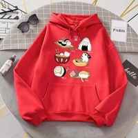 Cute Cat Sushi Cartoon Print Oversized Hoodie Fleece Sweatshirt Pullover Aesthetic Casual E-Girl Kawaii Korean Japanese Harajuku - Thumbnail 6