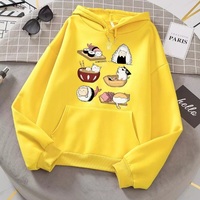 Cute Cat Sushi Cartoon Print Oversized Hoodie Fleece Sweatshirt Pullover Aesthetic Casual E-Girl Kawaii Korean Japanese Harajuku - Thumbnail 7