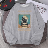 Cute Funny Cat Baking Cupcakes Cartoon Print Sweatshirt Pullover Hoodie Aesthetic Casual E-Girl Kawaii Korean Japanese Harajuku - Thumbnail 2