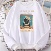 Cute Funny Cat Baking Cupcakes Cartoon Print Sweatshirt Pullover Hoodie Aesthetic Casual E-Girl Kawaii Korean Japanese Harajuku - Thumbnail 5