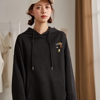 Cute Cat Cartoon Pocket Print Loose Fleece Hoodie Crewneck Pullover Sweatshirt Aesthetic Casual E-Girl Kawaii Korean Japanese Harajuku - Thumbnail 1