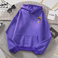 Cute Cat Cartoon Pocket Print Loose Fleece Hoodie Crewneck Pullover Sweatshirt Aesthetic Casual E-Girl Kawaii Korean Japanese Harajuku - Thumbnail 3