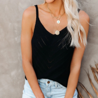 Solid Color Sling Plus Size Sleeveless Vest Tops - Thumbnail 1