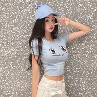 Cute Sexy Pikachu Anime Cartoon Graphic Print Crop Top Short Sleeve Shirt Aesthetic Casual E-Girl Kawaii Korean Japanese Harajuku - Thumbnail 6