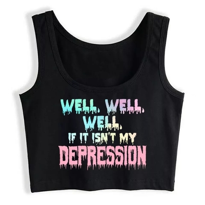 Cute black pastel depression crop top tank sleeveless shirt goth punk aesthetic casual e-girl kawaii korean japanese harajuku - Thumbnail 4