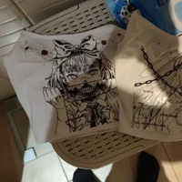 Cute White Killer Knife Anime Girl Cartoon Print Crop Top Camisole Sleeveless Shirt Punk Goth Aesthetic Casual E-Girl Kawaii Korean Japanese Harajuku - Thumbnail 4