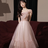Pink tulle short prom dress homecoming dress - Thumbnail 1