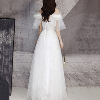 White tulle sequins long prom dress evening dress - Thumbnail 5