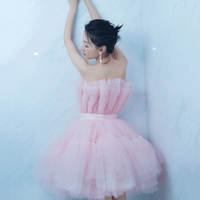 Pink tulle short prom dress homecoming dress - Thumbnail 5
