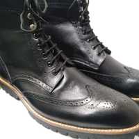 Awesome Wear Men's Handmade Black Ankle High Wingtip Brogue Lace Up Boot - Thumbnail 3