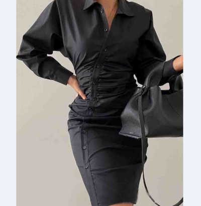 Solid Color Slim Long Sleeve Dress