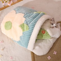 Japanese Flower Tatami Mat Bed with Warm Quit Cats Dogs Pets Beds - Thumbnail 4
