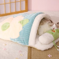 Japanese Flower Tatami Mat Bed with Warm Quit Cats Dogs Pets Beds - Thumbnail 5