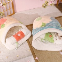 Japanese Flower Tatami Mat Bed with Warm Quit Cats Dogs Pets Beds - Thumbnail 6