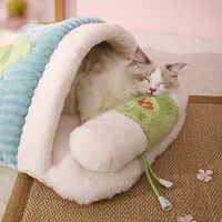 Japanese Flower Tatami Mat Bed with Warm Quit Cats Dogs Pets Beds - Thumbnail 7