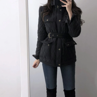 Black warm gothic hooded winter coat