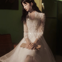 White tulle lace short prom dress homecoming dress - Thumbnail 3