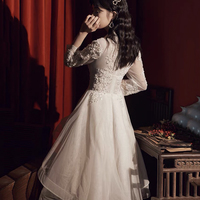 White tulle lace short prom dress homecoming dress - Thumbnail 4