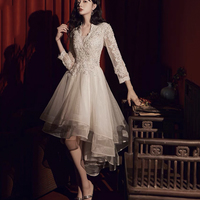 White tulle lace short prom dress homecoming dress - Thumbnail 6