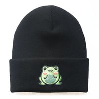 Kawaii Cartoon Frog Knit Hat Beanie - Thumbnail 3