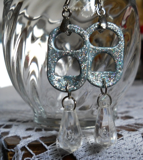 Clear Teardrop Bead and Tab Earrings