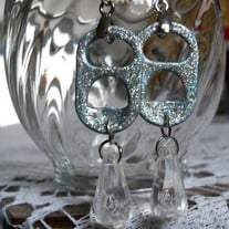 Clear Teardrop Bead and Tab Earrings