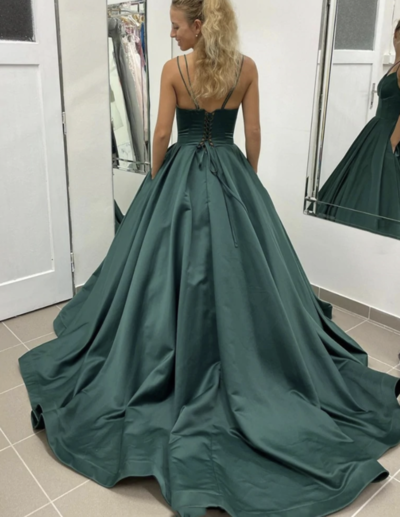 Dark Green Prom Dresses with Pockets