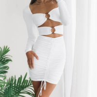 Women'S Sexy Slim Solid Color Long-Sleeved High-Waist Hip Dress - Thumbnail 1