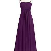 Spaghetti Straps Purple Chiffon Backless Bridesmaid Dress,722 - Thumbnail 1