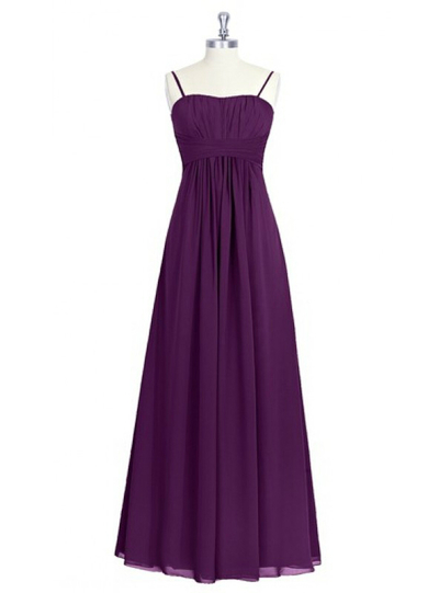 Spaghetti Straps Purple Chiffon Backless Bridesmaid Dress,722
