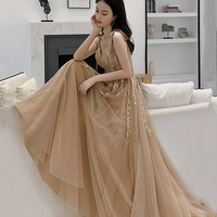 Cute A line v neck lace long prom dress evening dress - Thumbnail 2