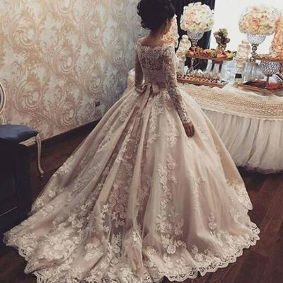 Charming lace wedding dresses with long sleeves, bridal dresses  - Thumbnail 2