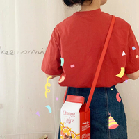 Sweet Strawberry Orange Milk Box Shoulder Bag - Thumbnail 2