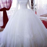High Neck Long Sleeves Bridal Ball Gown Wedding Dresses Bridal Gowns Prom Dress,725 - Thumbnail 2