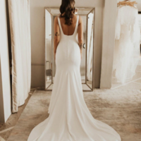 Simple Backless Court Train Mermaid Wedding Dress,726 - Thumbnail 3
