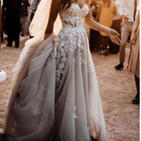 Gorgeous Sweetheart Front Split Tulle Wedding Dresses With Appliques,728 - Thumbnail 1