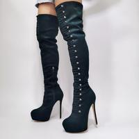 Sexy High-Heeled Buckle Over-the-knee Women's Boots - Thumbnail 5