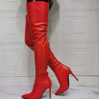 Red Stiletto Over-the-knee Women's Boots - Thumbnail 3