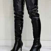 Sexy Black Pointed-toe Over-the-knee High-heeled Women's Boots - Thumbnail 2