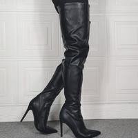 Sexy Pointed Side Zipper Over the knee Women's Thigh Boots - Thumbnail 4