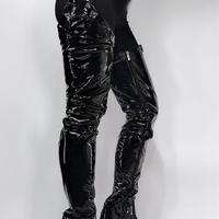 Black sexy pointed toe stiletto heel over the knee women's long boots thigh belt boots - Thumbnail 1