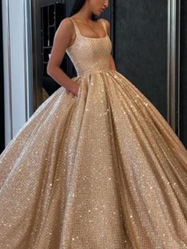 Ball Gown Ruffles Square Sleeveless 