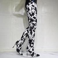 Fashion Milk Pattern Over-the-knee Women's Thigh Boots - Thumbnail 4