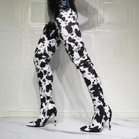 Fashion Milk Pattern Over-the-knee Women's Thigh Boots - Thumbnail 6