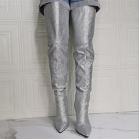 Sexy Silver Female Long Boots Thigh Boots  - Thumbnail 4