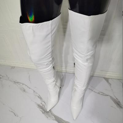 Women's white high heel split boots